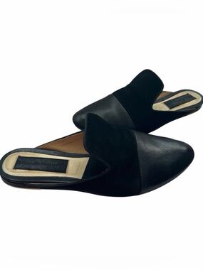 rag & bone Sabine Black Mules EU 38 Mixed Leather & Suede Slides Flats Point Toe